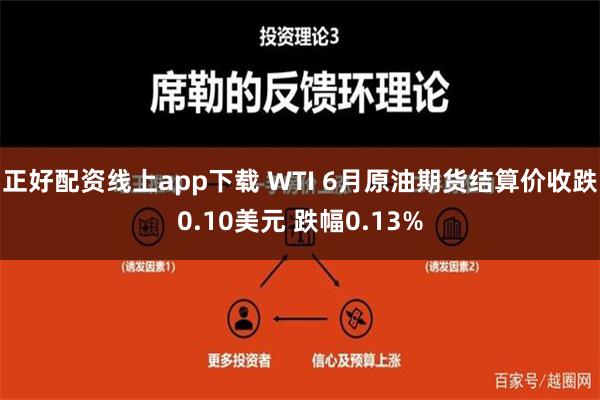 正好配资线上app下载 WTI 6月原油期货结算价收跌0.10美元 跌幅0.13%