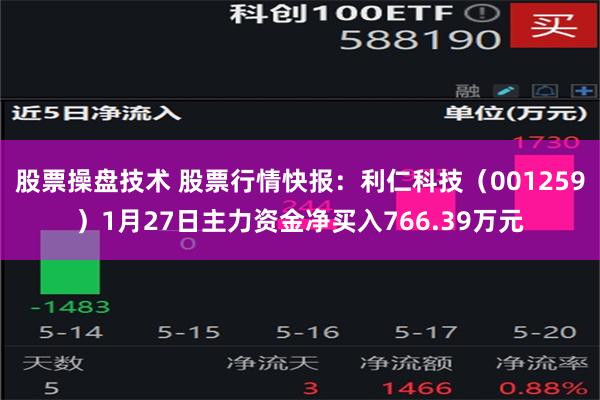 股票操盘技术 股票行情快报：利仁科技（001259）1月27日主力资金净买入766.39万元